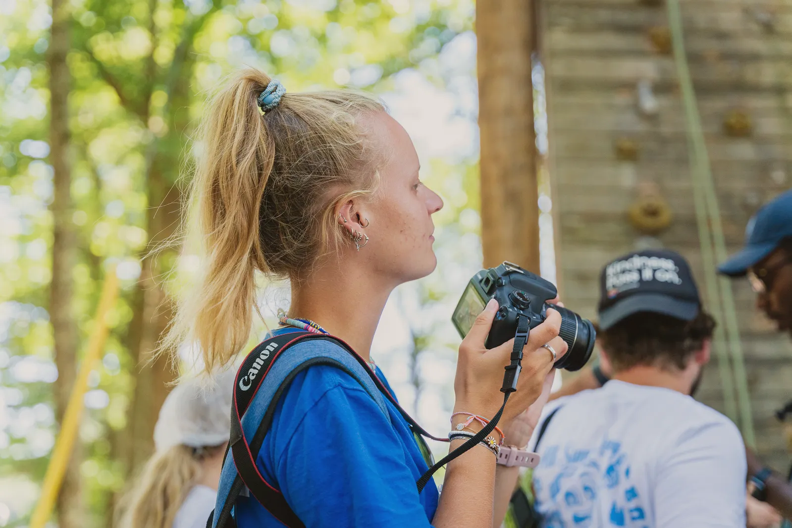 An intern gaining career experience at an American summer camp